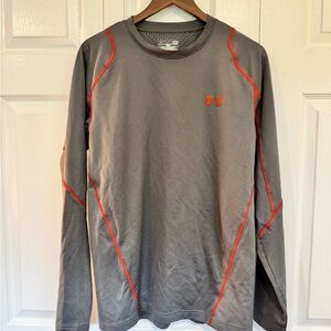 Under Armour Men's Charcoal and Red Long Sleeve Tee